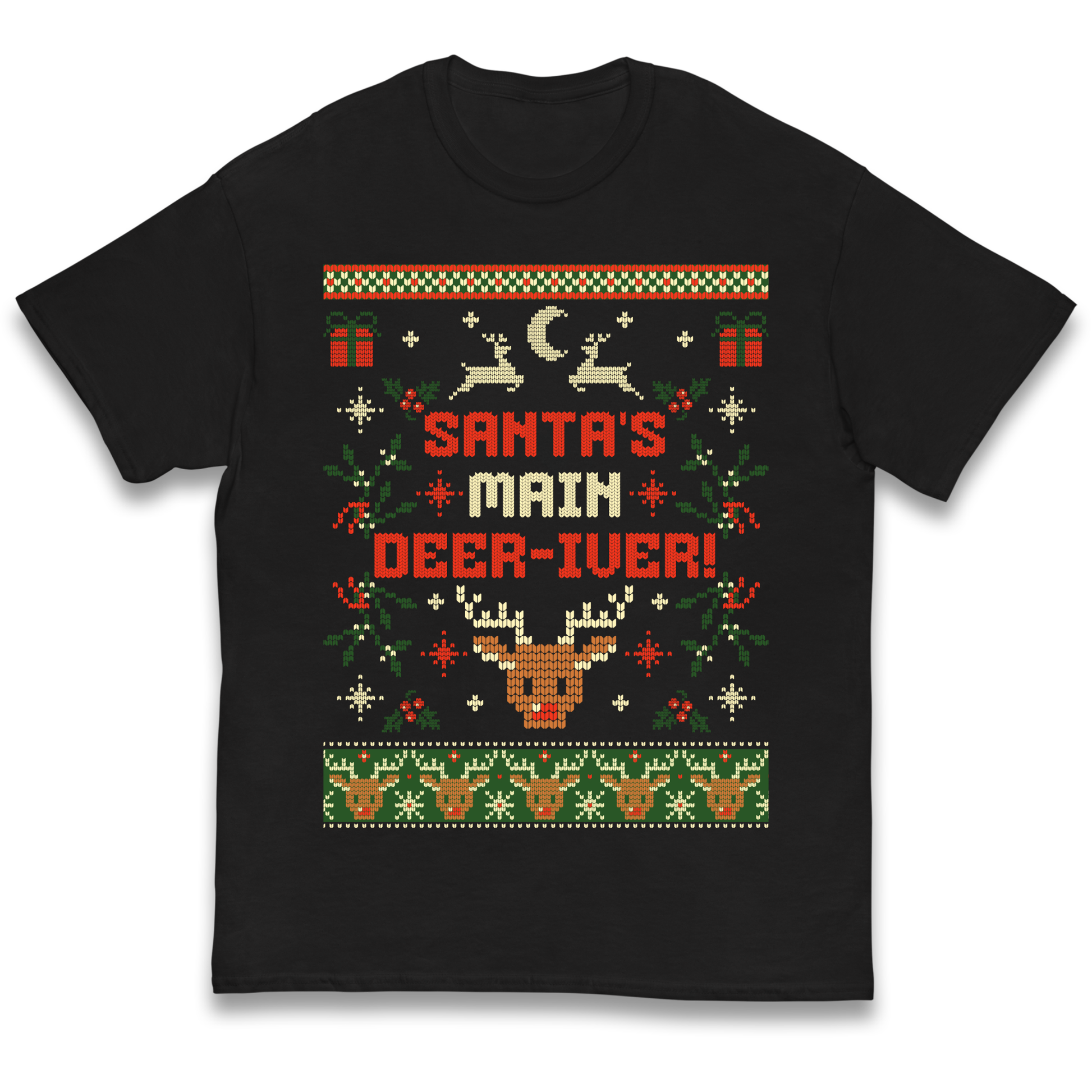 Santas Main Deer iver Christmas kids t shirt