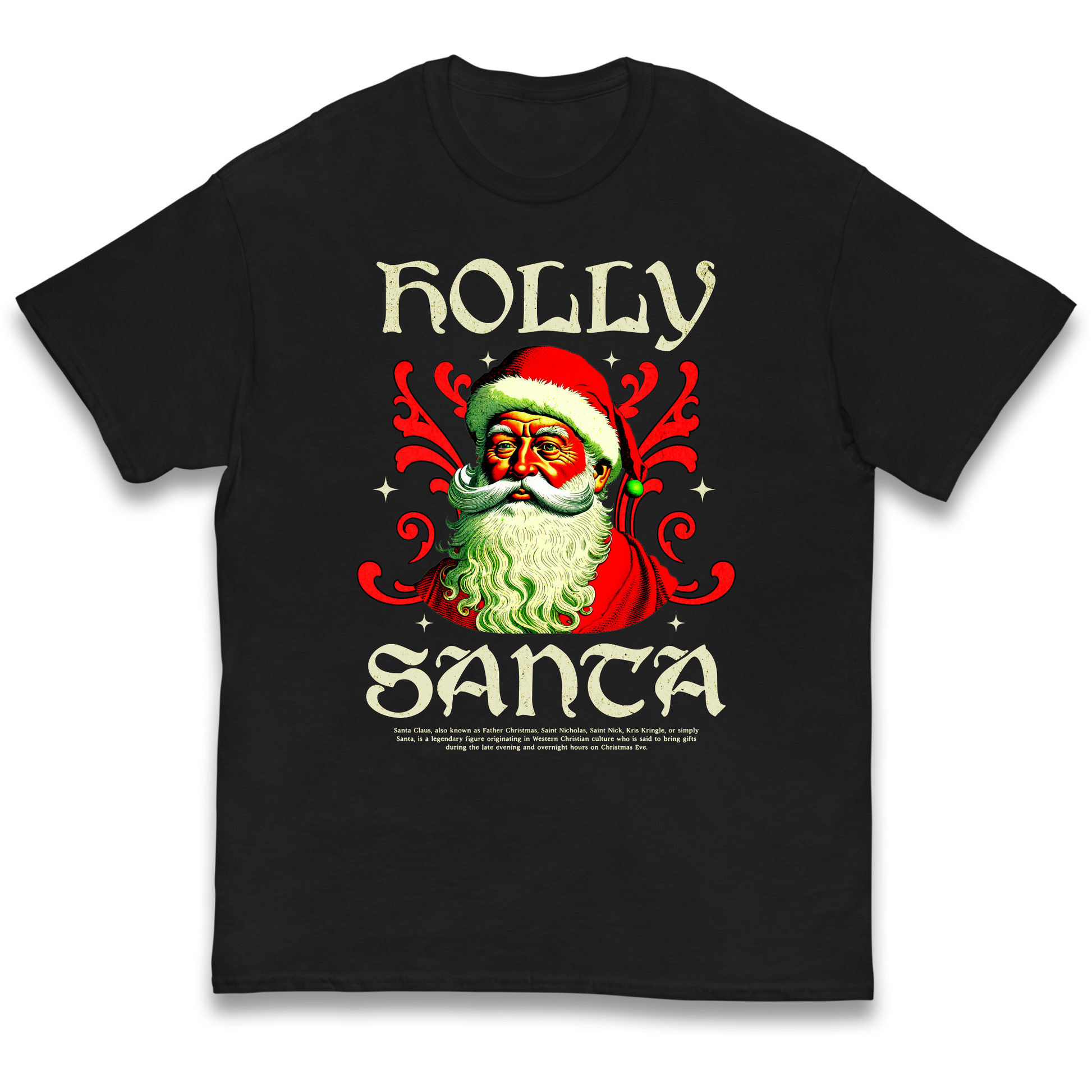 Holly Santa Christmas kids t shirt