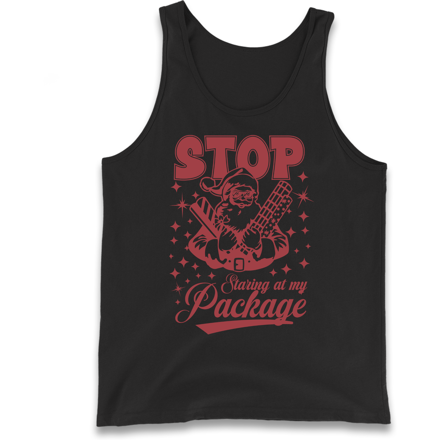 Stop Staring at My Package Christmas Tank Top