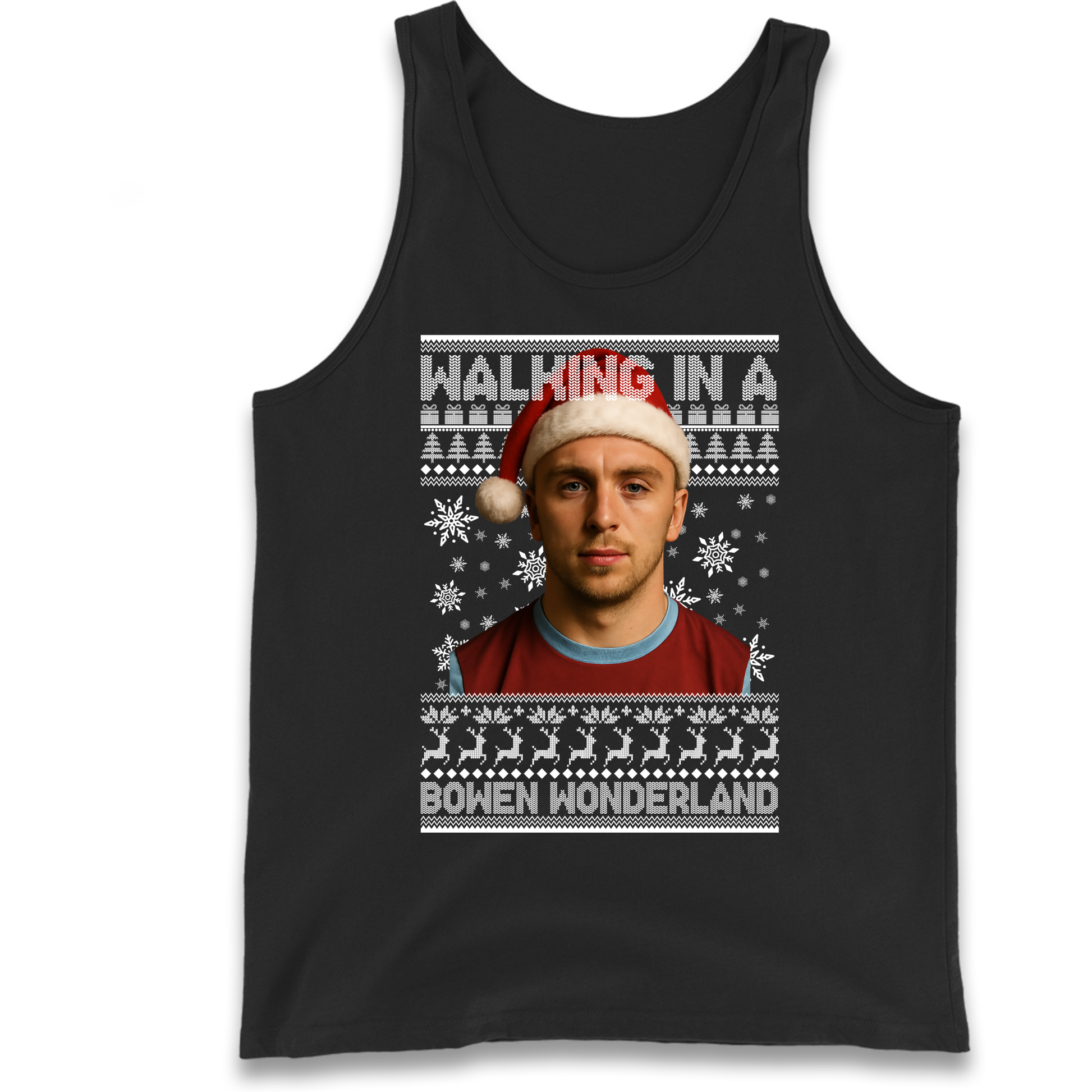 Jared Bowen walking in a Bowen Wonderland Christmas Tank Top