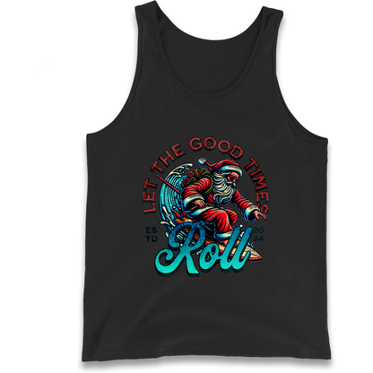 Santa Surfing Let The Good Times Roll Christmas Tank Top
