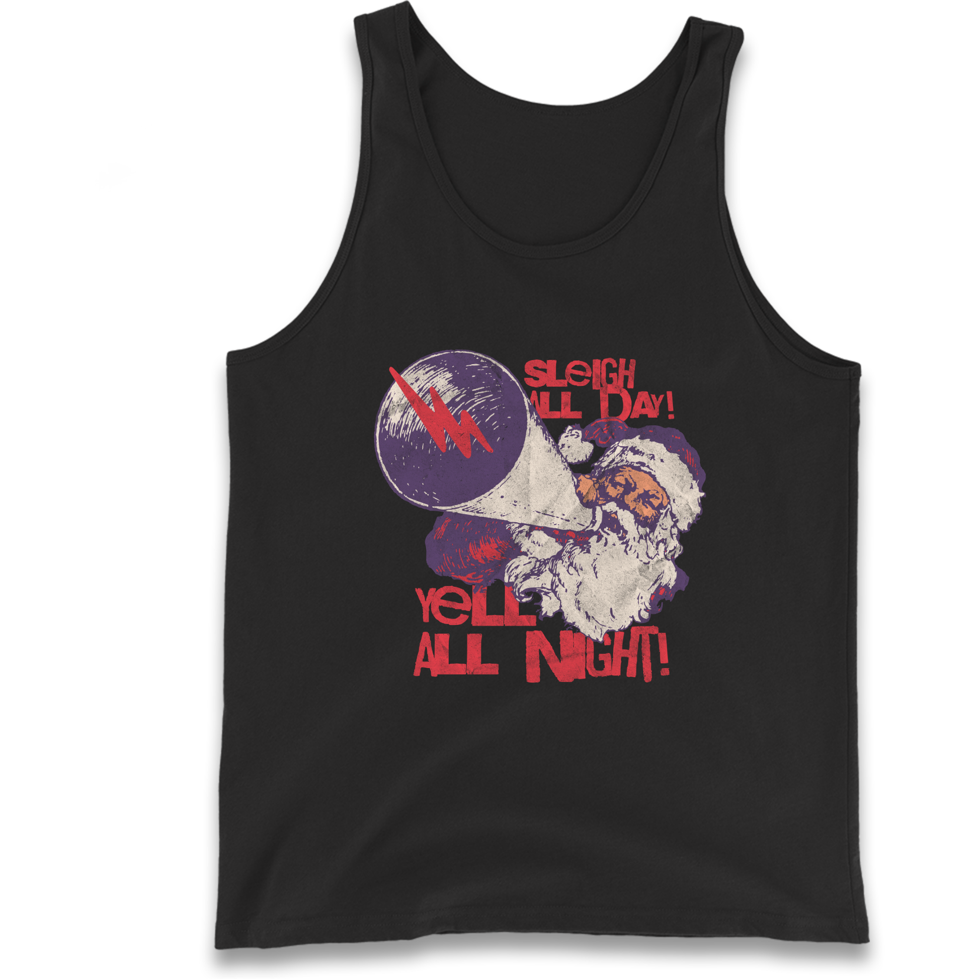 Sleigh All Day Yell All Night Santa Christmas Tank Top