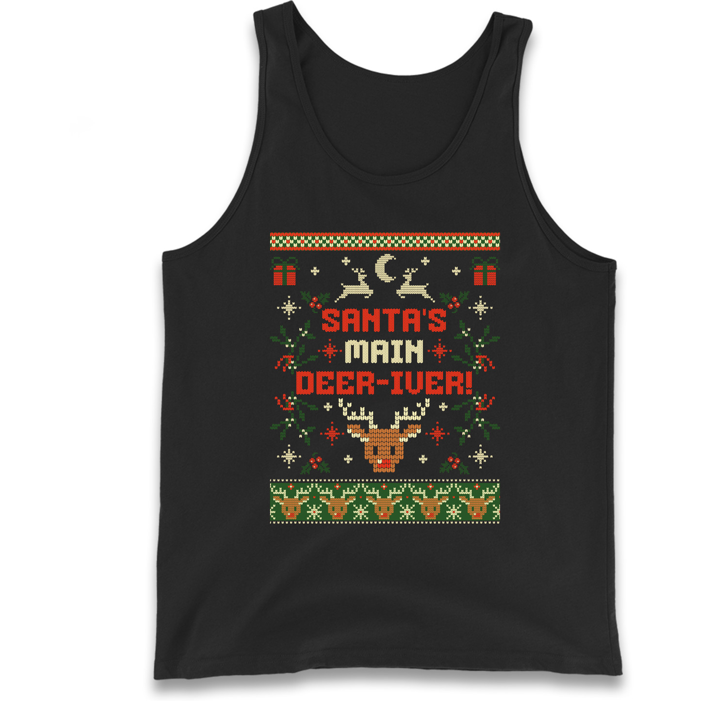 Santas Main Deer iver Christmas Tank Top