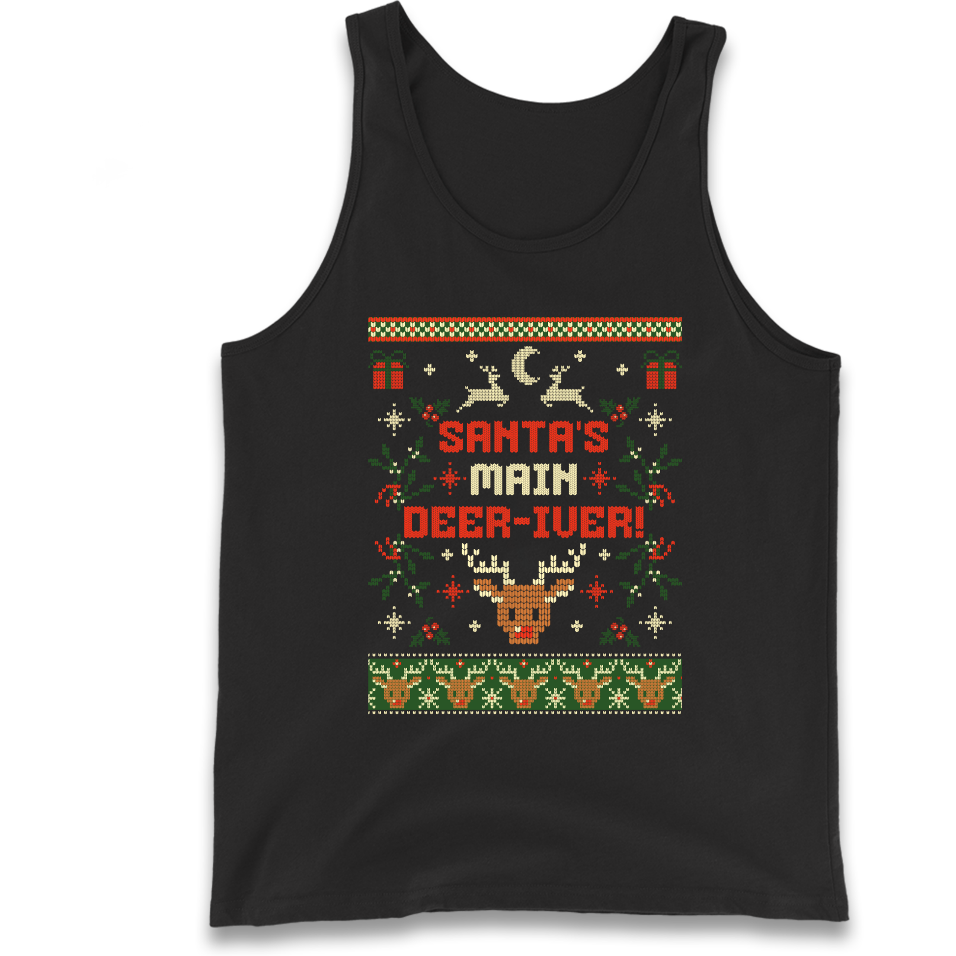 Santas Main Deer iver Christmas Tank Top
