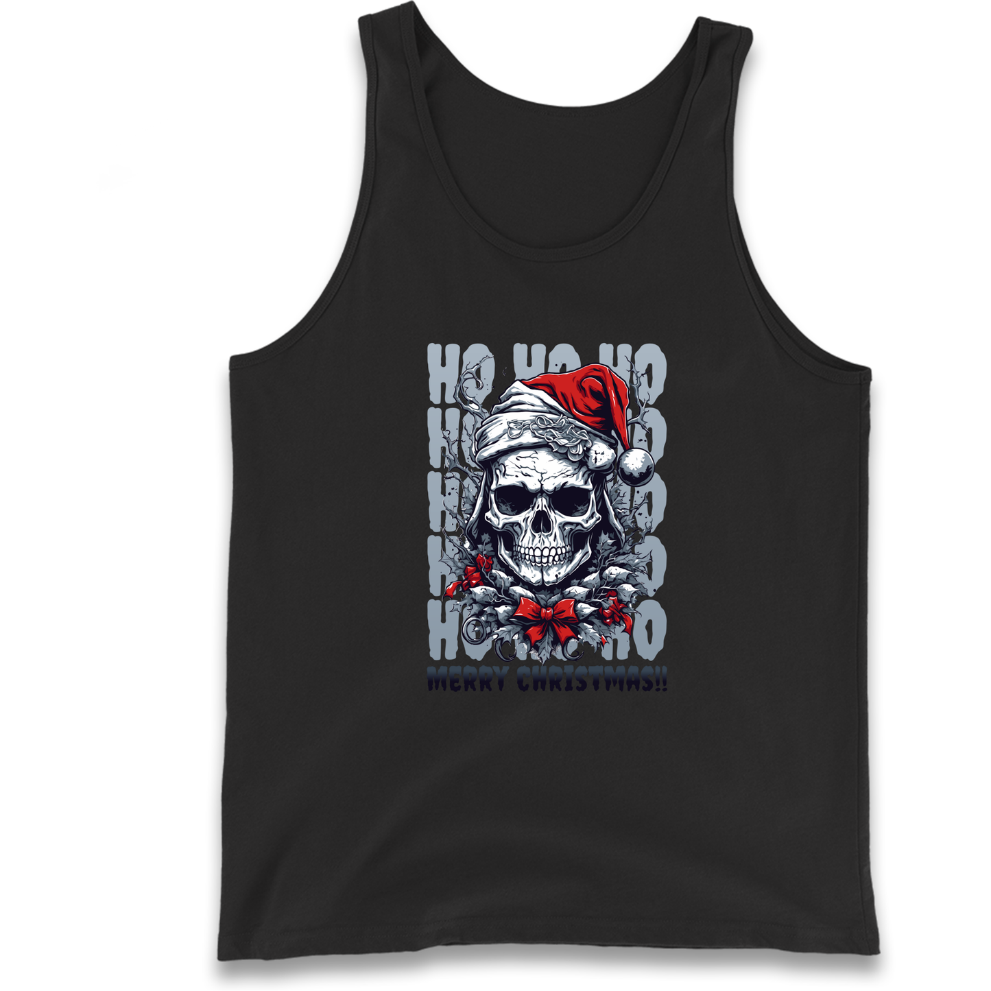 HO HO HO Santa Skelington Christmas Tank Top