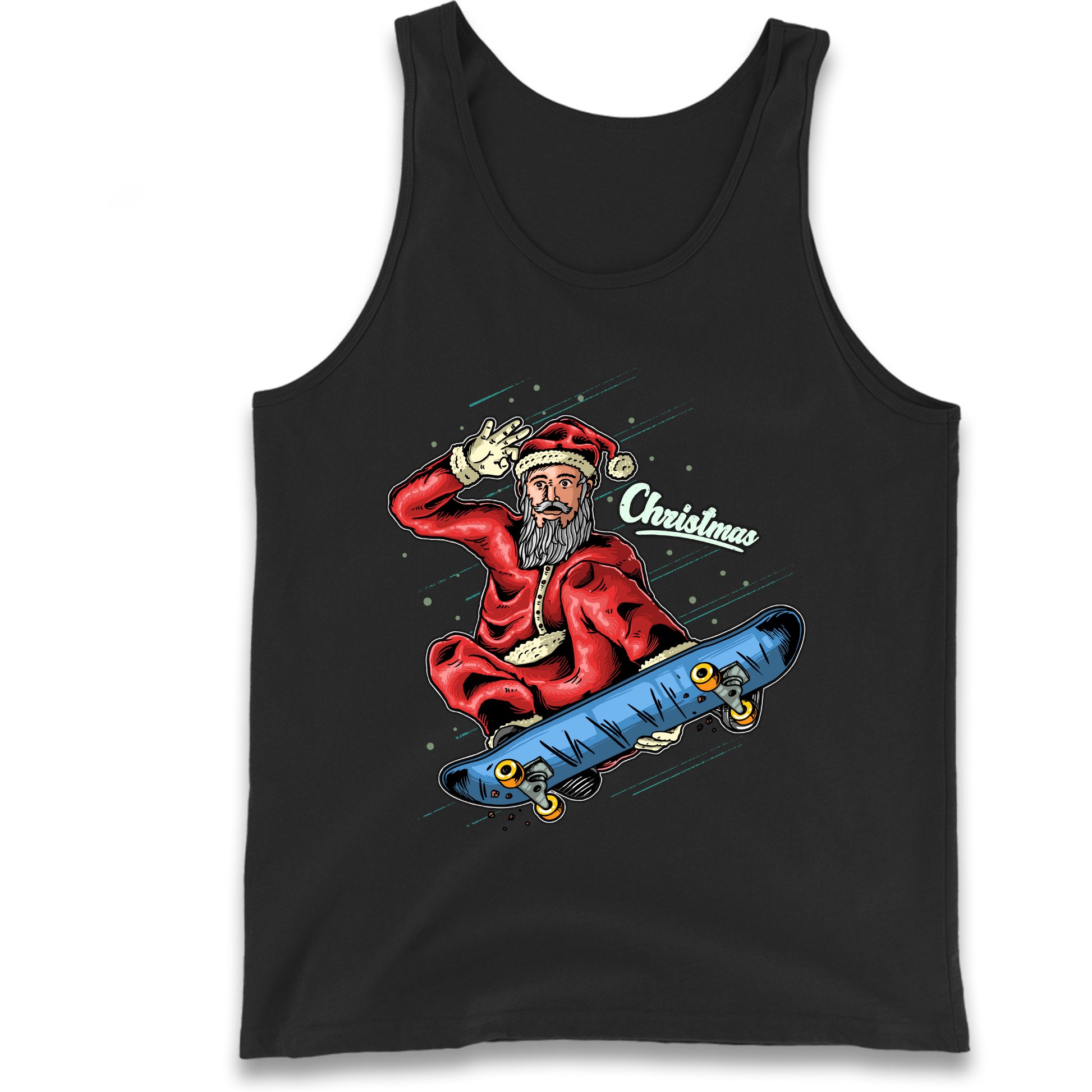 Santa Skateboarding Christmas Tank Top