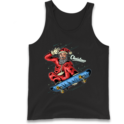 Santa Skateboarding Christmas Tank Top