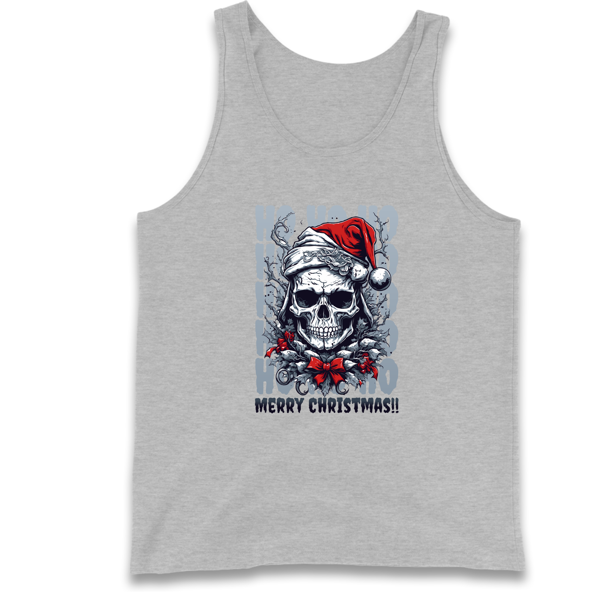HO HO HO Santa Skelington Christmas Tank Top