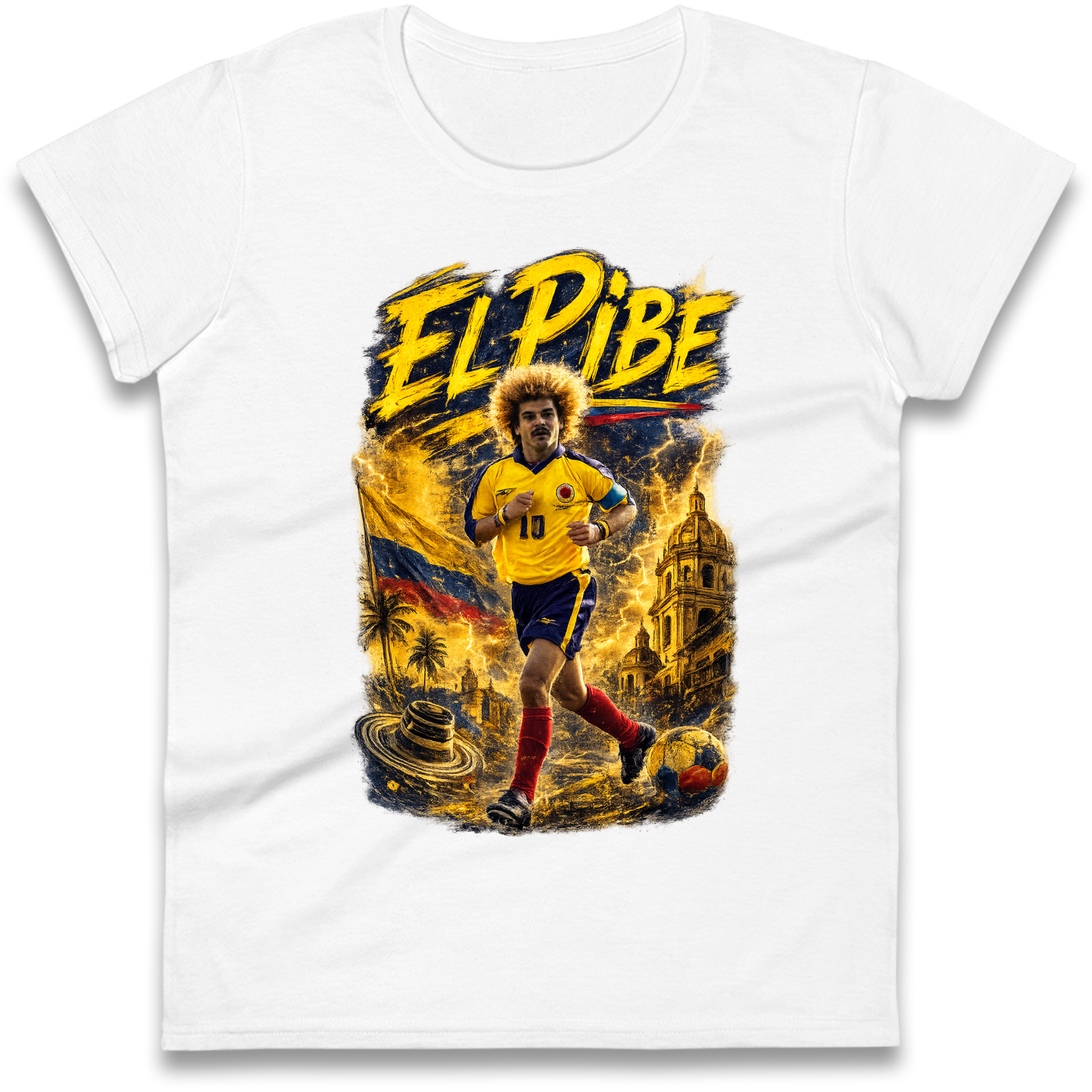 Carlos Valderrama Colombia Football Ladies Shirt