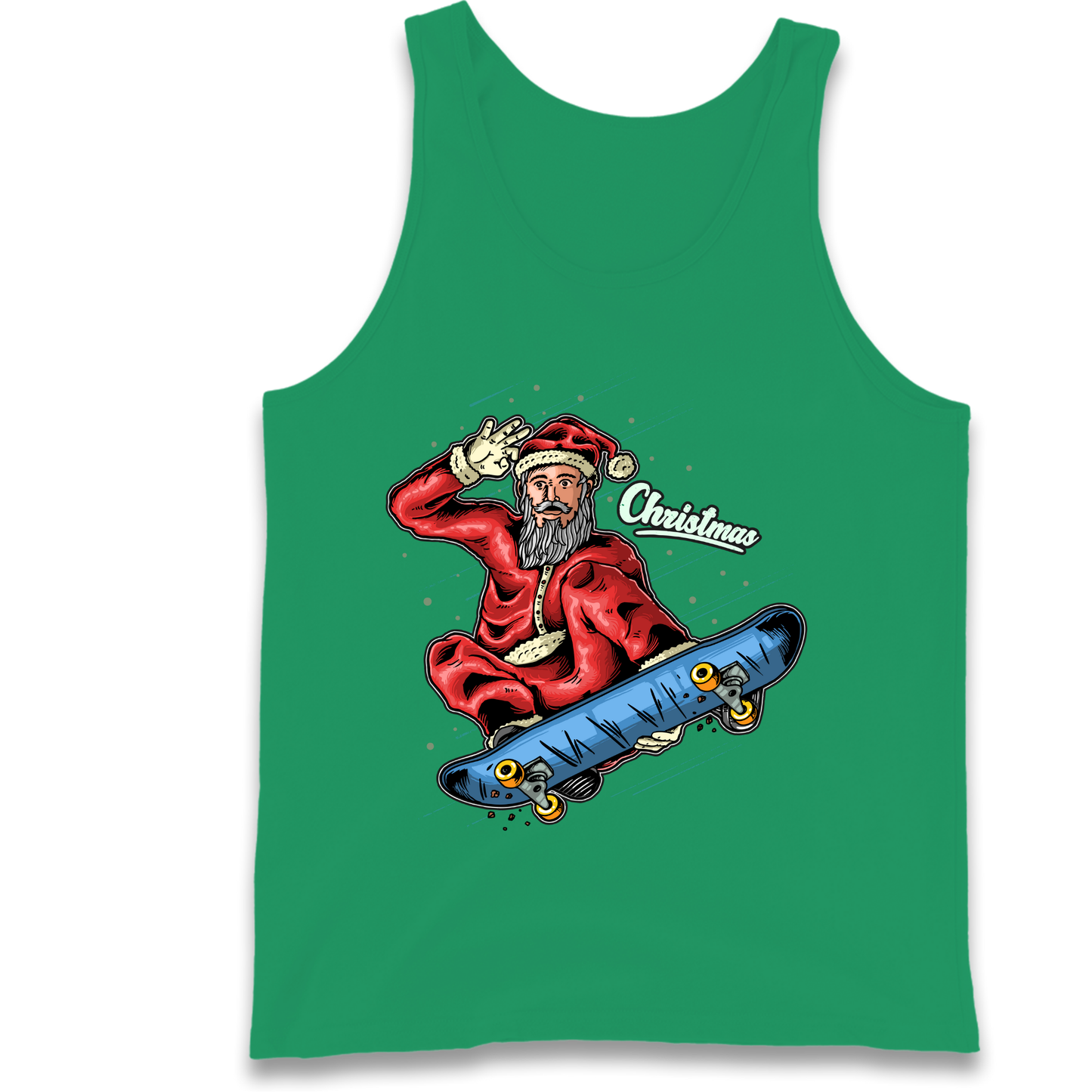 Santa Skateboarding Christmas Tank Top