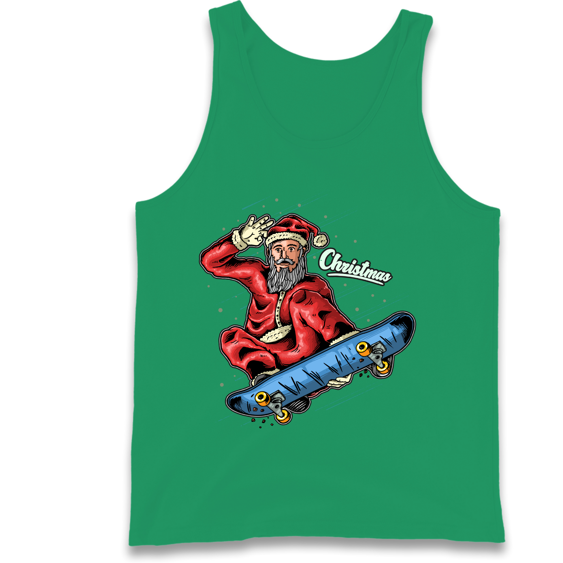Santa Skateboarding Christmas Tank Top