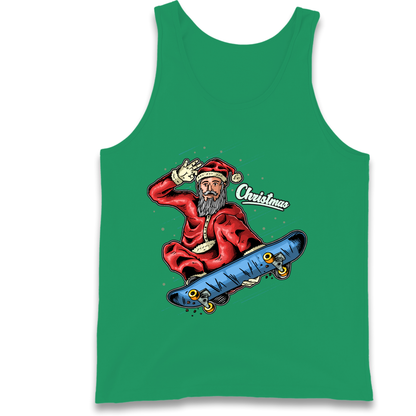 Santa Skateboarding Christmas Tank Top
