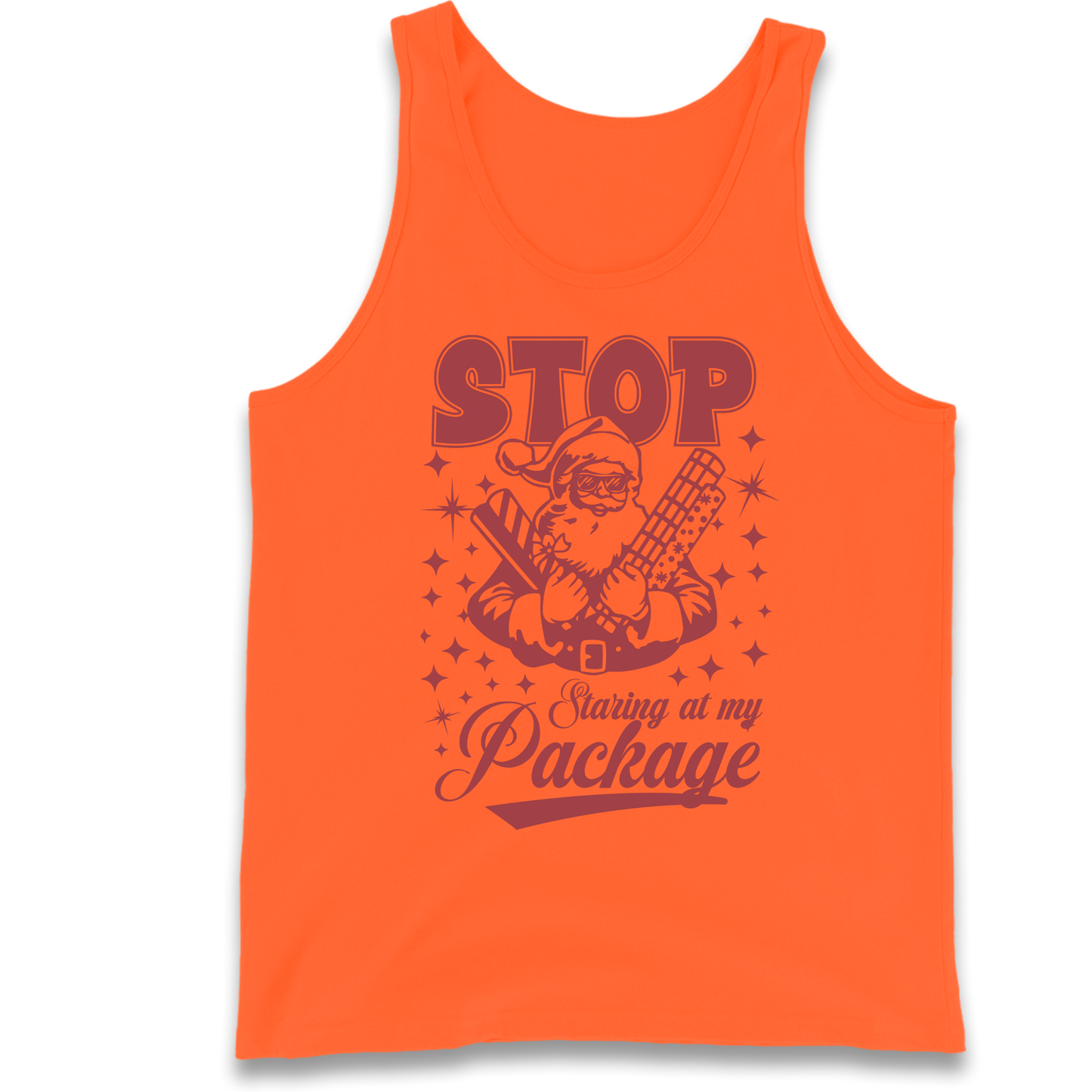 Stop Staring at My Package Christmas Tank Top