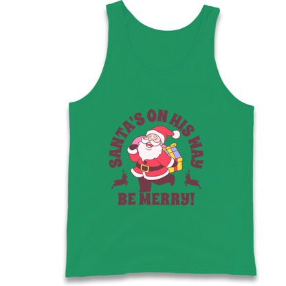Santa's On His Way Christmas Tank Top