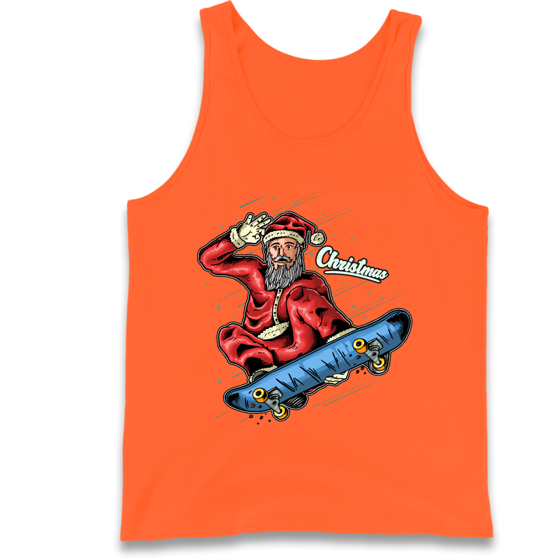 Santa Skateboarding Christmas Tank Top