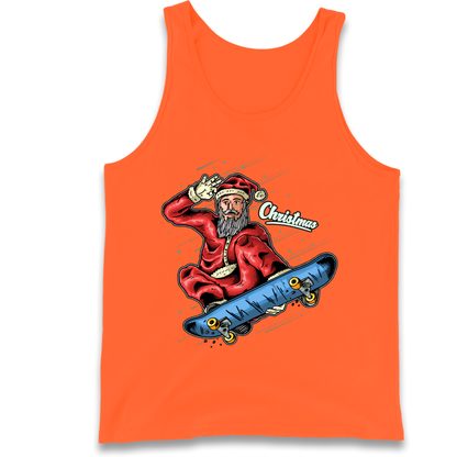 Santa Skateboarding Christmas Tank Top