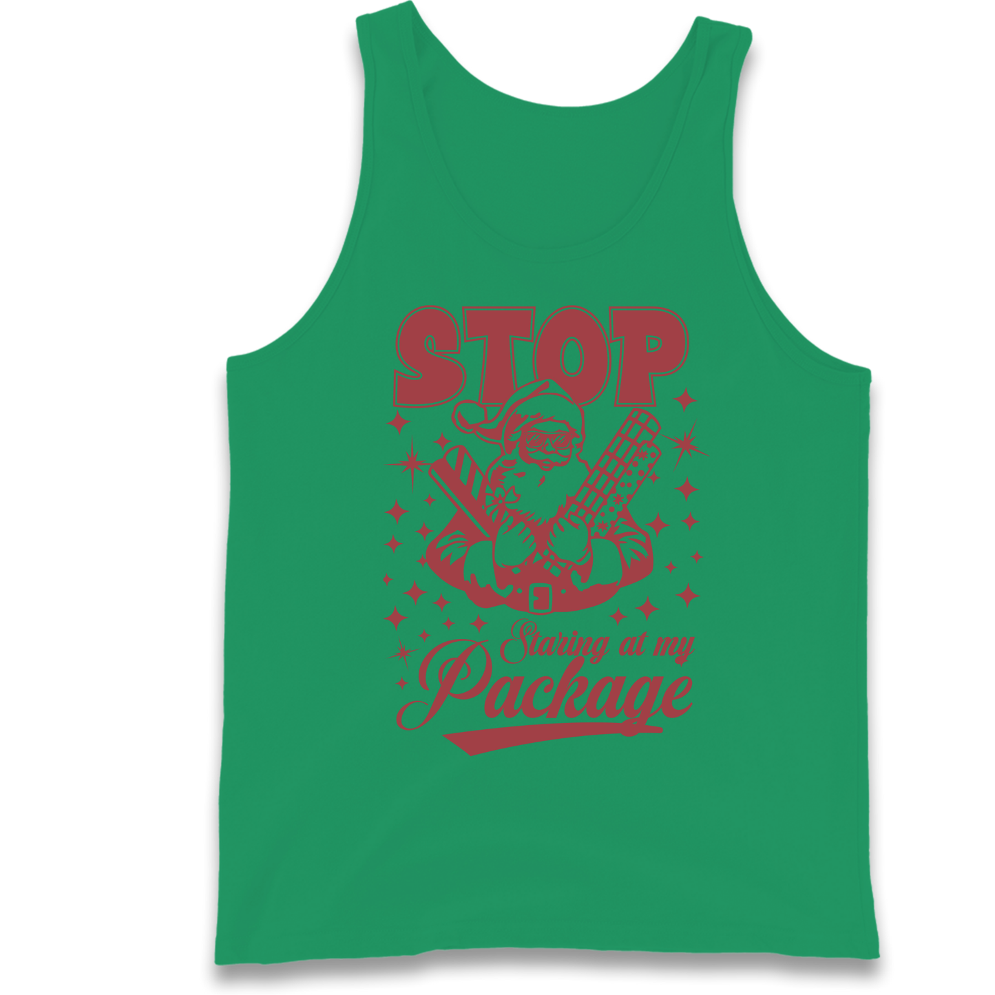 Stop Staring at My Package Christmas Tank Top