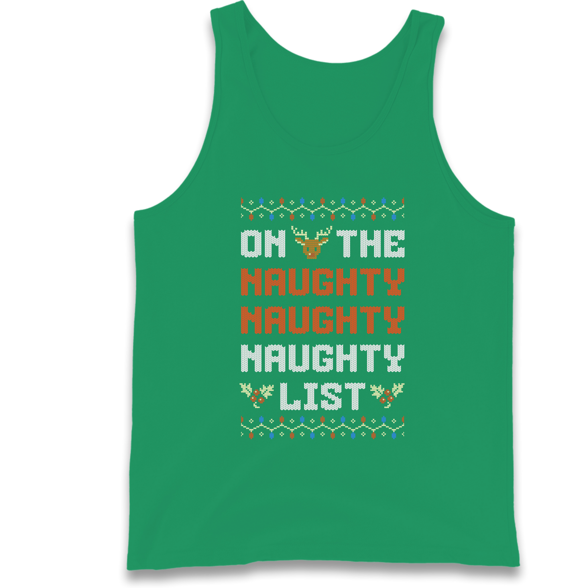 On The Naughty Naughty Naughty List Christmas Tank Top