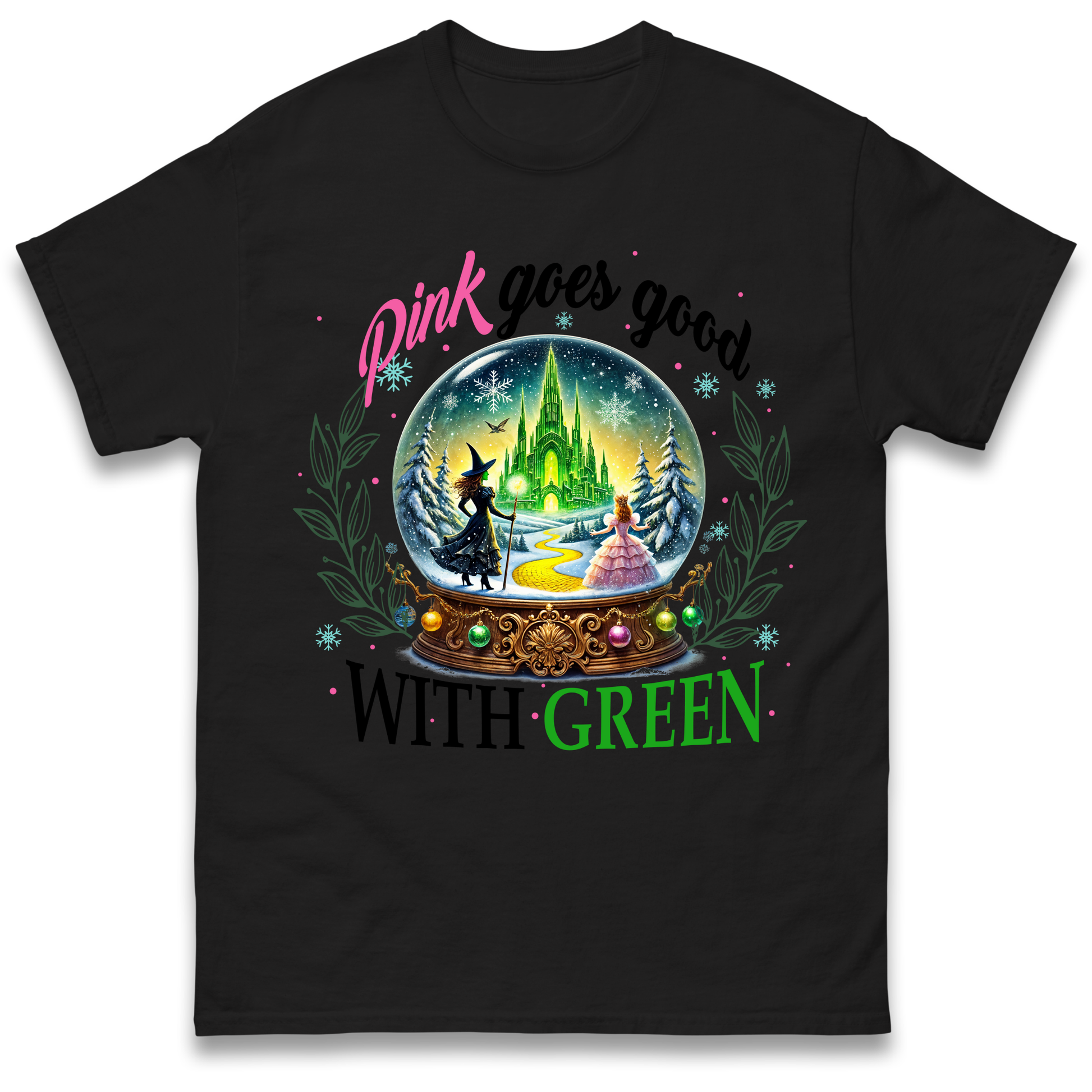 Wicked Pink Goes Good With Green Adult T Shirt