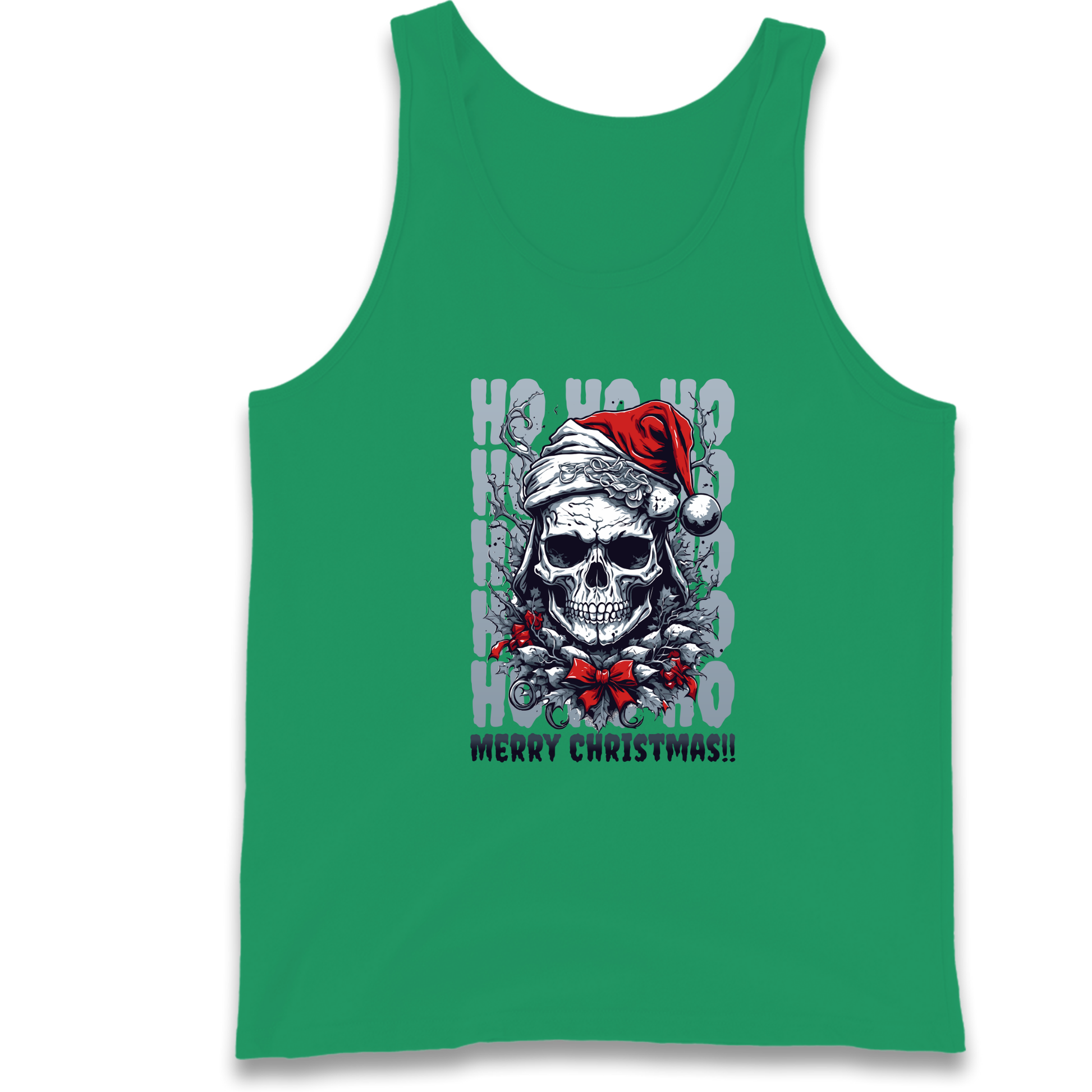 HO HO HO Santa Skelington Christmas Tank Top