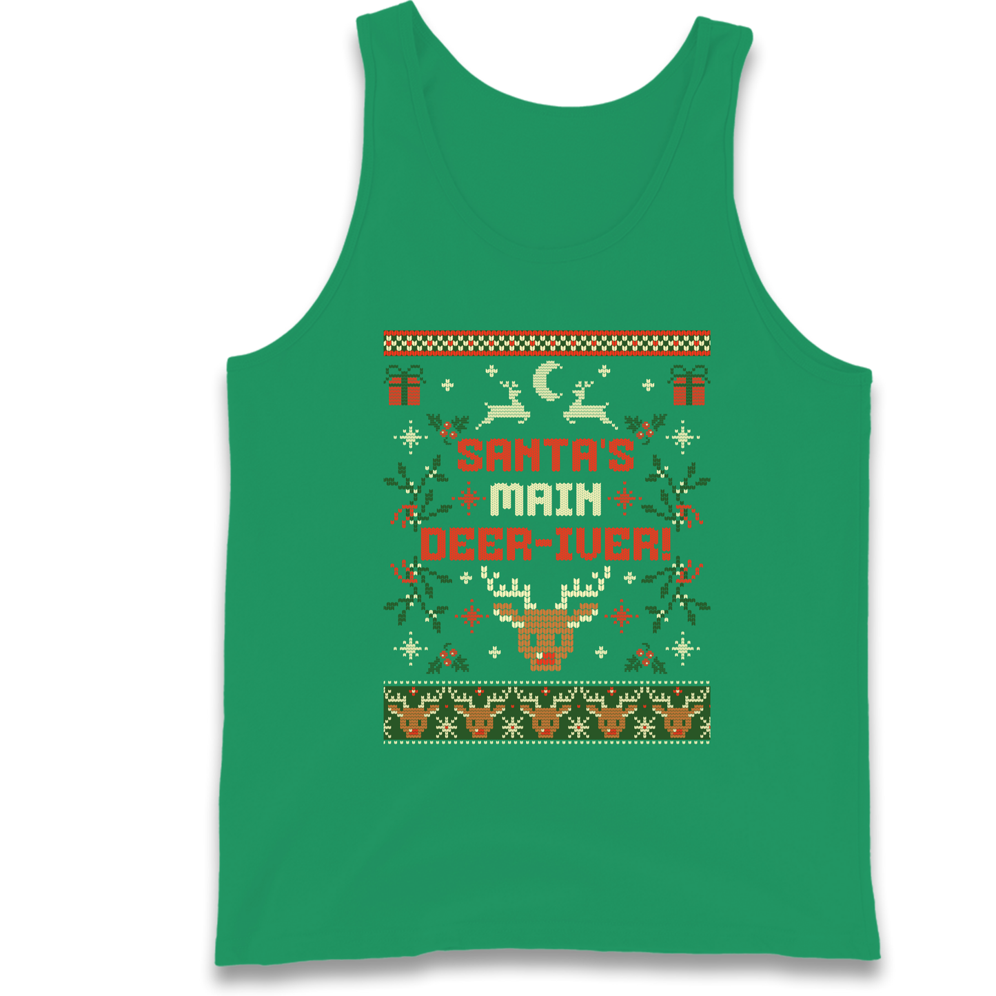 Santas Main Deer iver Christmas Tank Top