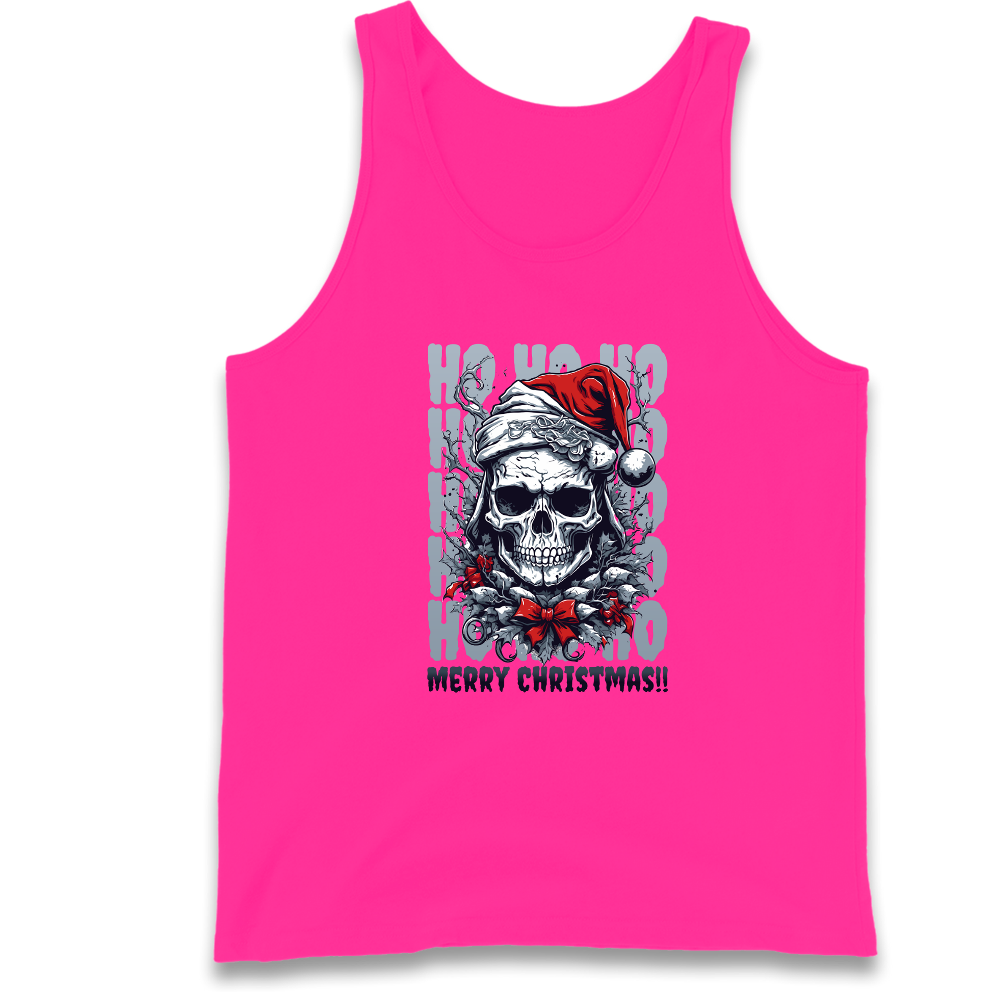 HO HO HO Santa Skelington Christmas Tank Top