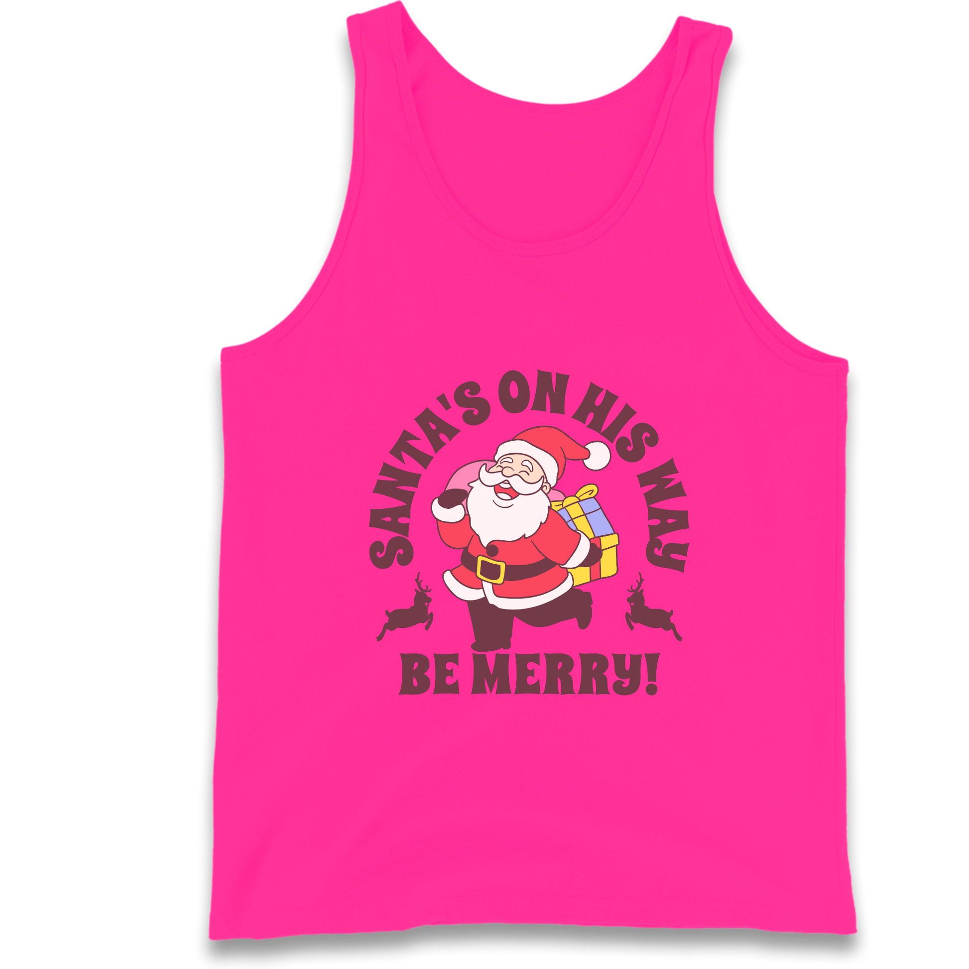 Santa's On His Way Christmas Tank Top