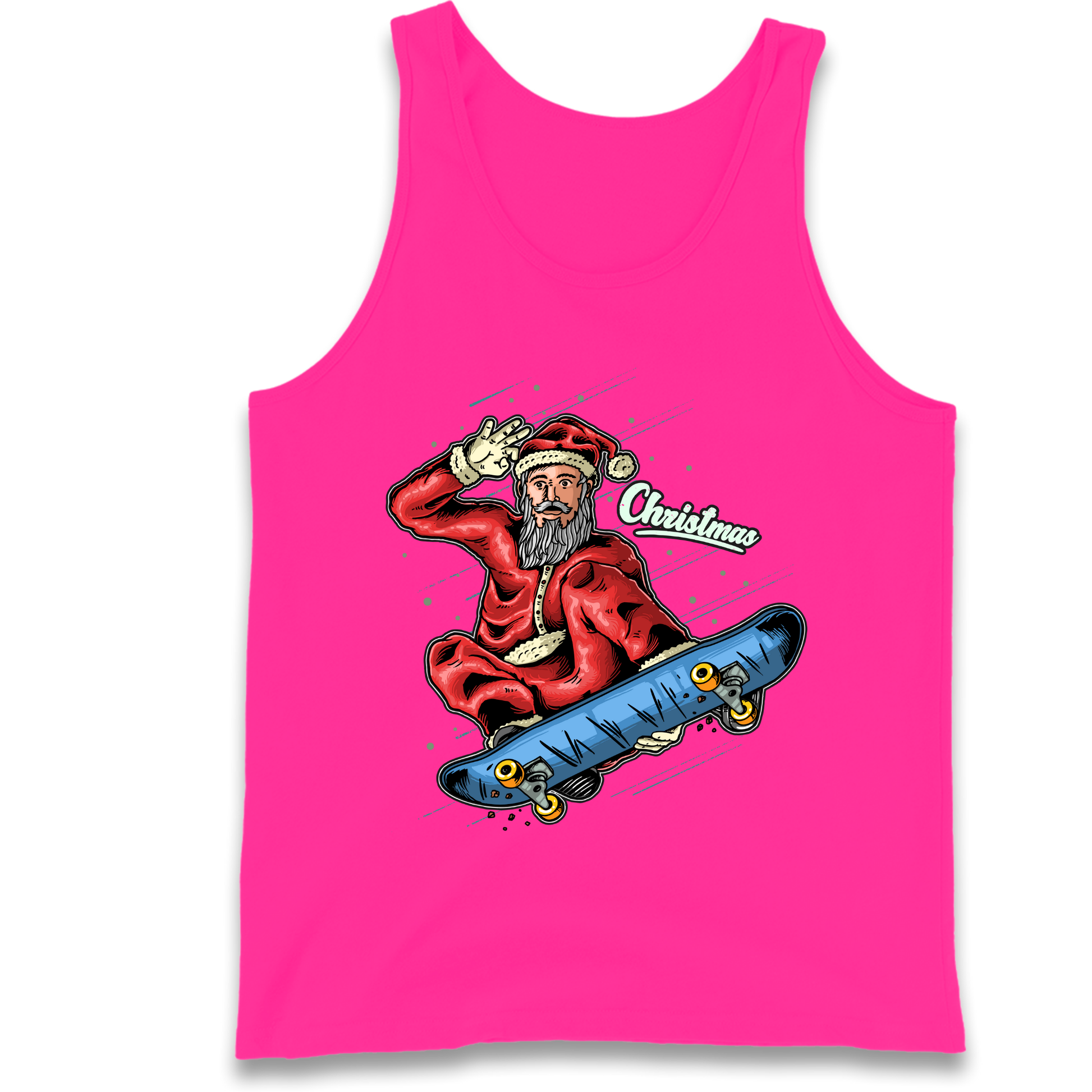 Santa Skateboarding Christmas Tank Top