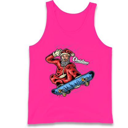 Santa Skateboarding Christmas Tank Top
