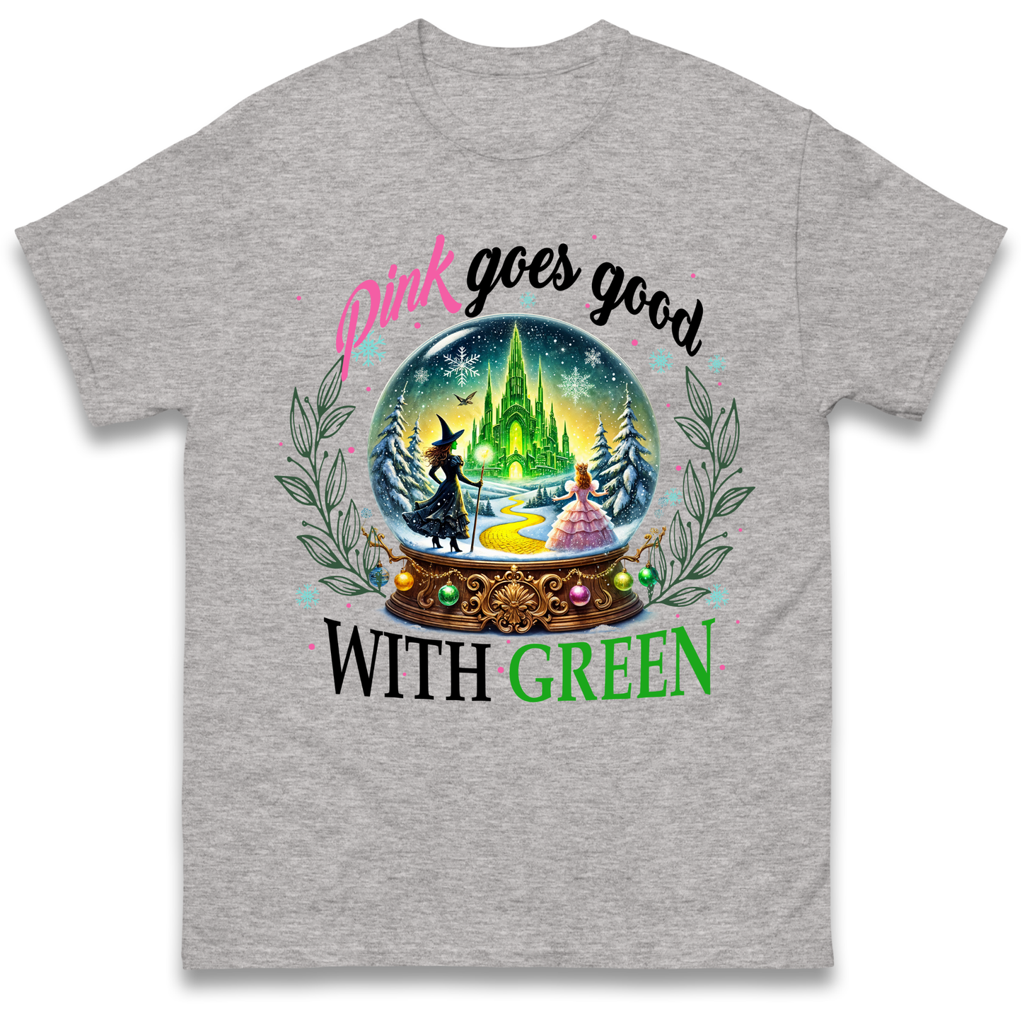 Wicked Pink Goes Good With Green Adult T Shirt