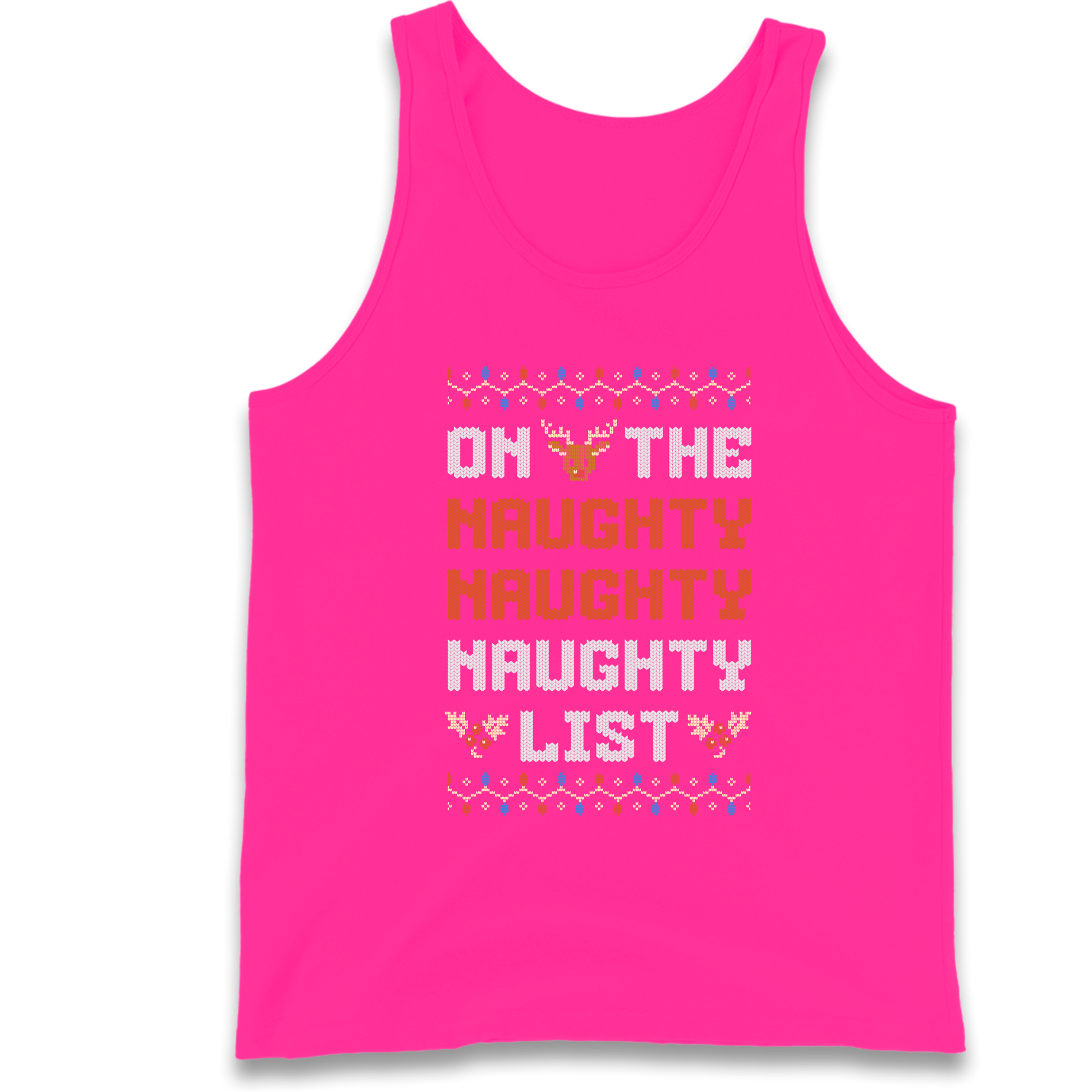 On The Naughty Naughty Naughty List Christmas Tank Top