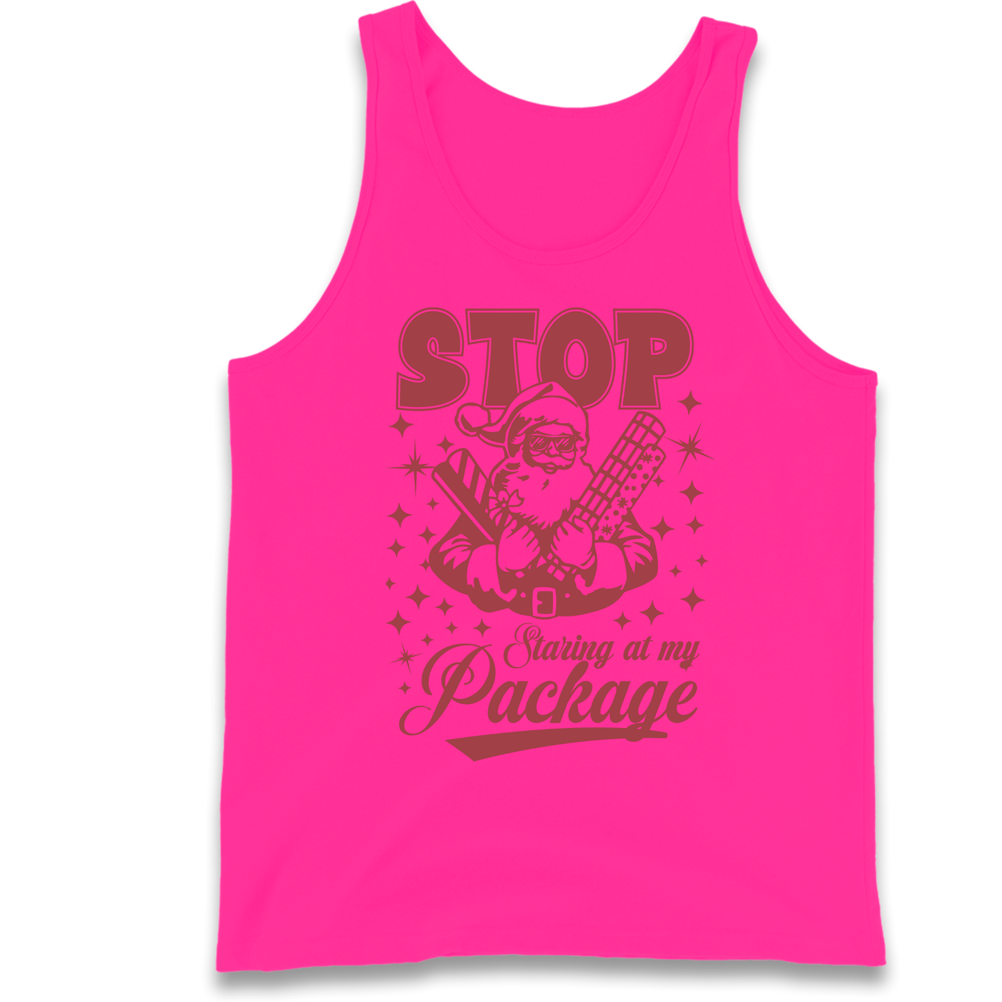 Stop Staring at My Package Christmas Tank Top