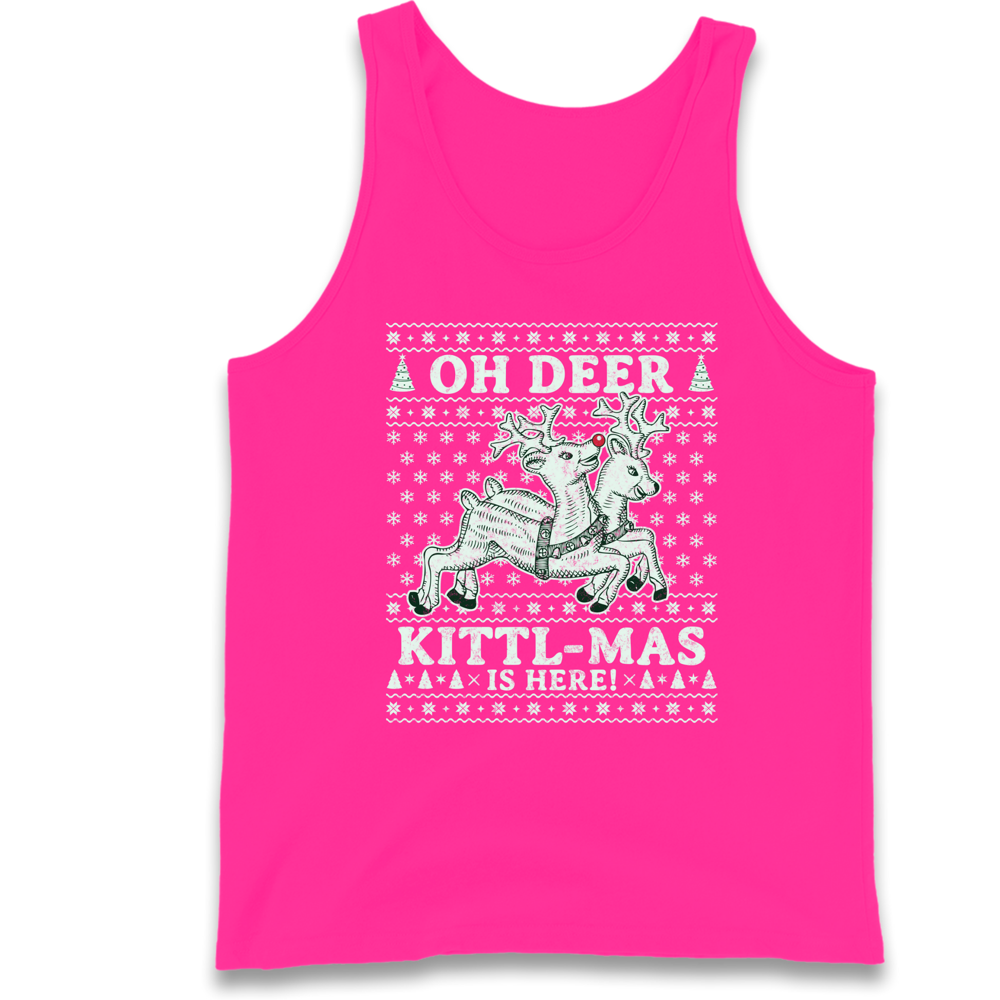 Oh Deer Kittl Mas Is Here Christmas Tank Top