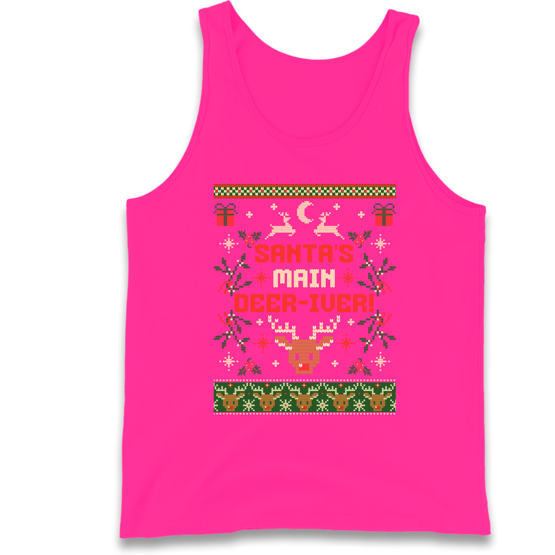 Santas Main Deer iver Christmas Tank Top