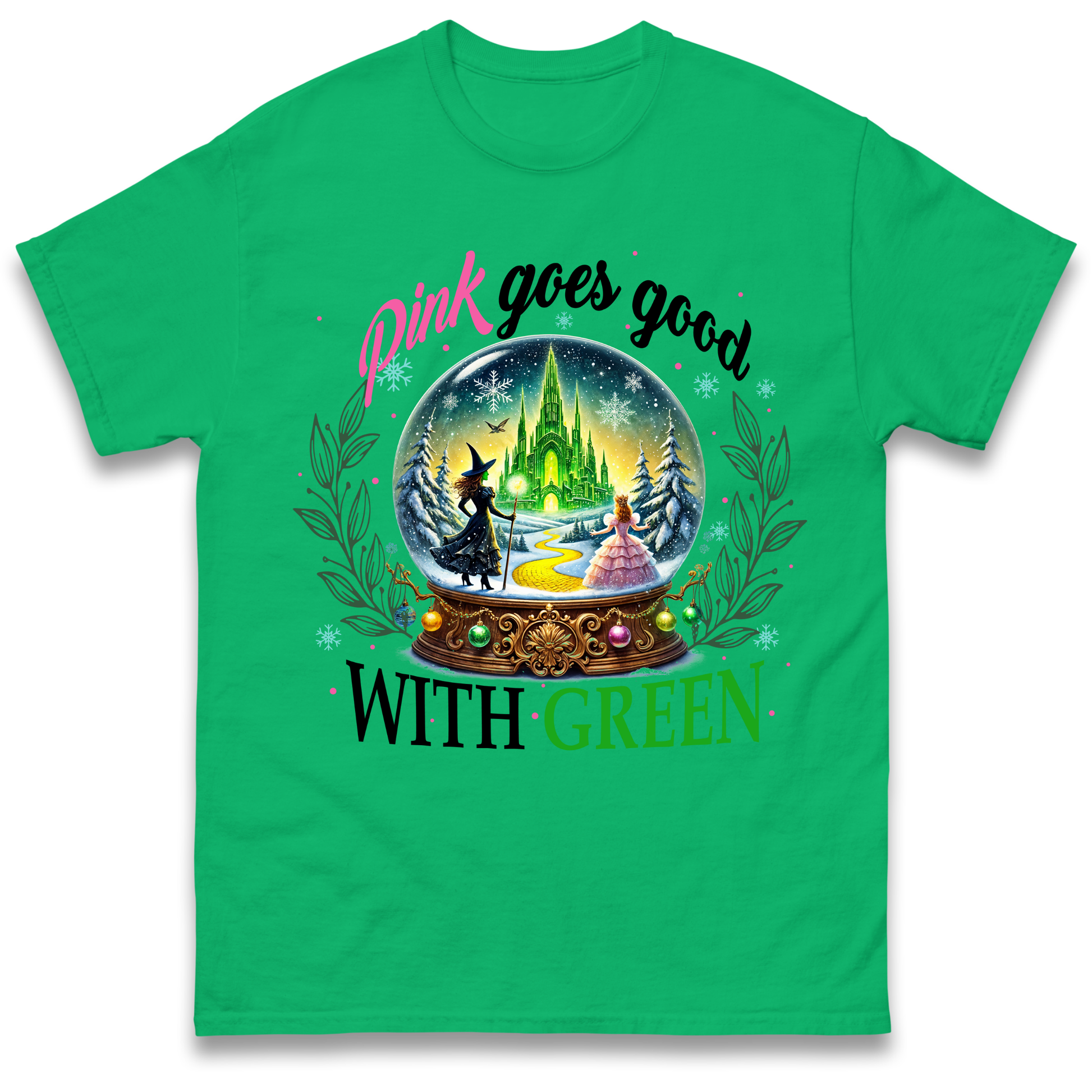 Wicked Pink Goes Good With Green Adult T Shirt