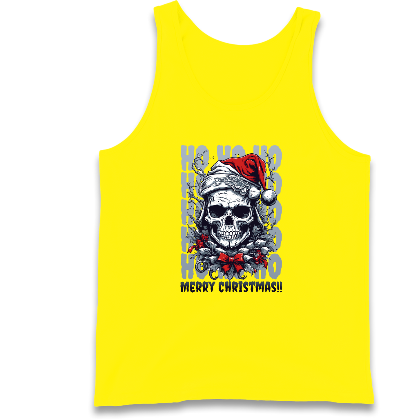 HO HO HO Santa Skelington Christmas Tank Top