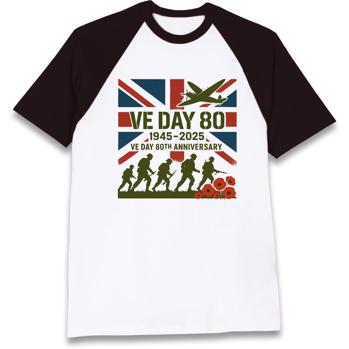 VE Day 80th Anniversary 1945 2025 Raglan T Shirt