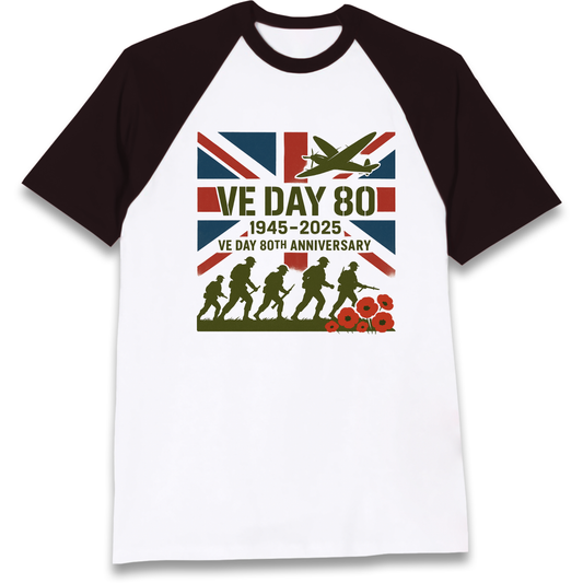VE Day 80th Anniversary 1945 2025 Raglan T Shirt