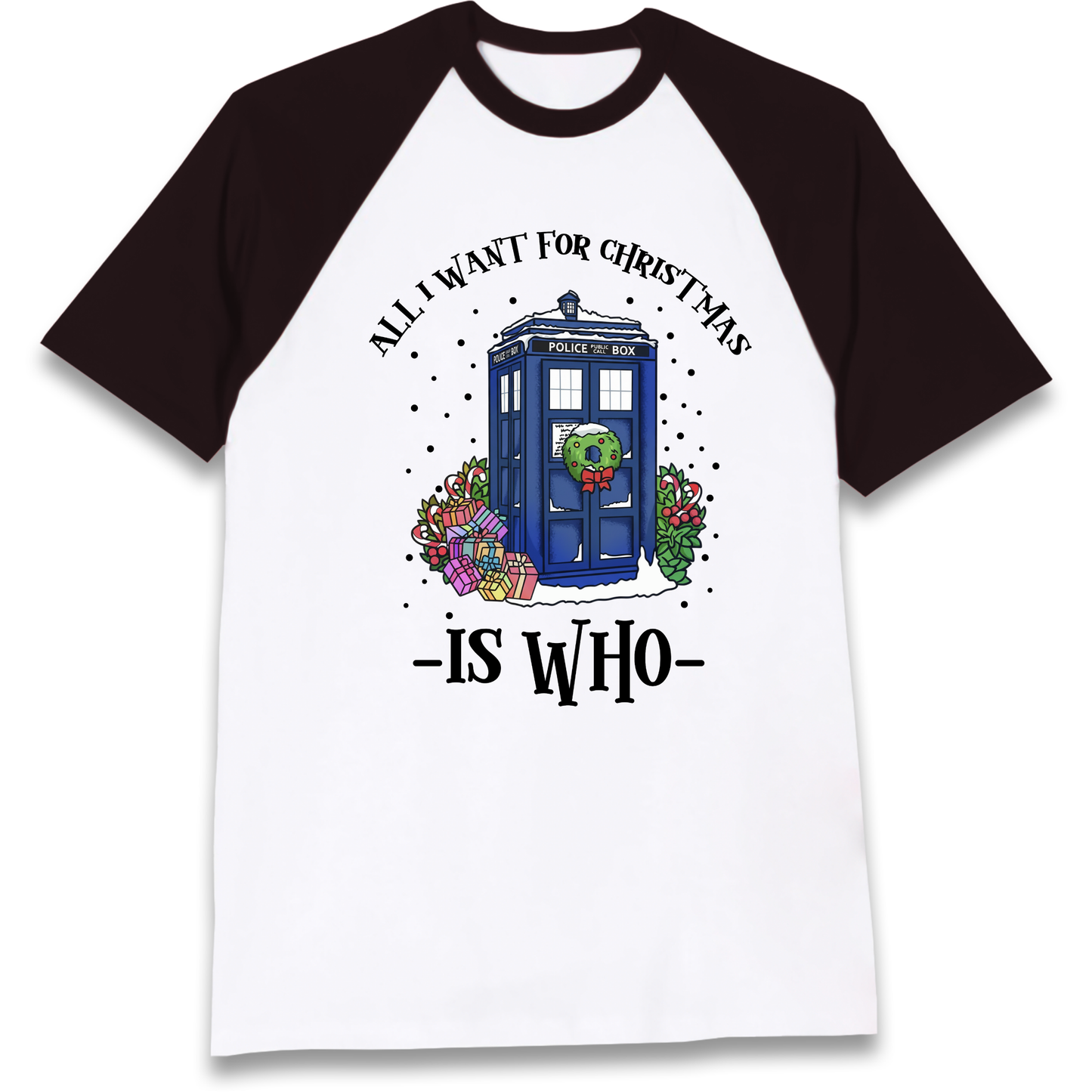 Dr Who Christmas Raglan T Shirt
