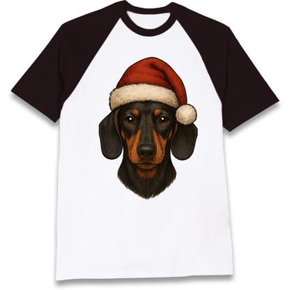 Sausage Dog Christmas Raglan T Shirt