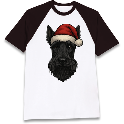 Scottish Terrier Face Christmas Raglan T Shirt
