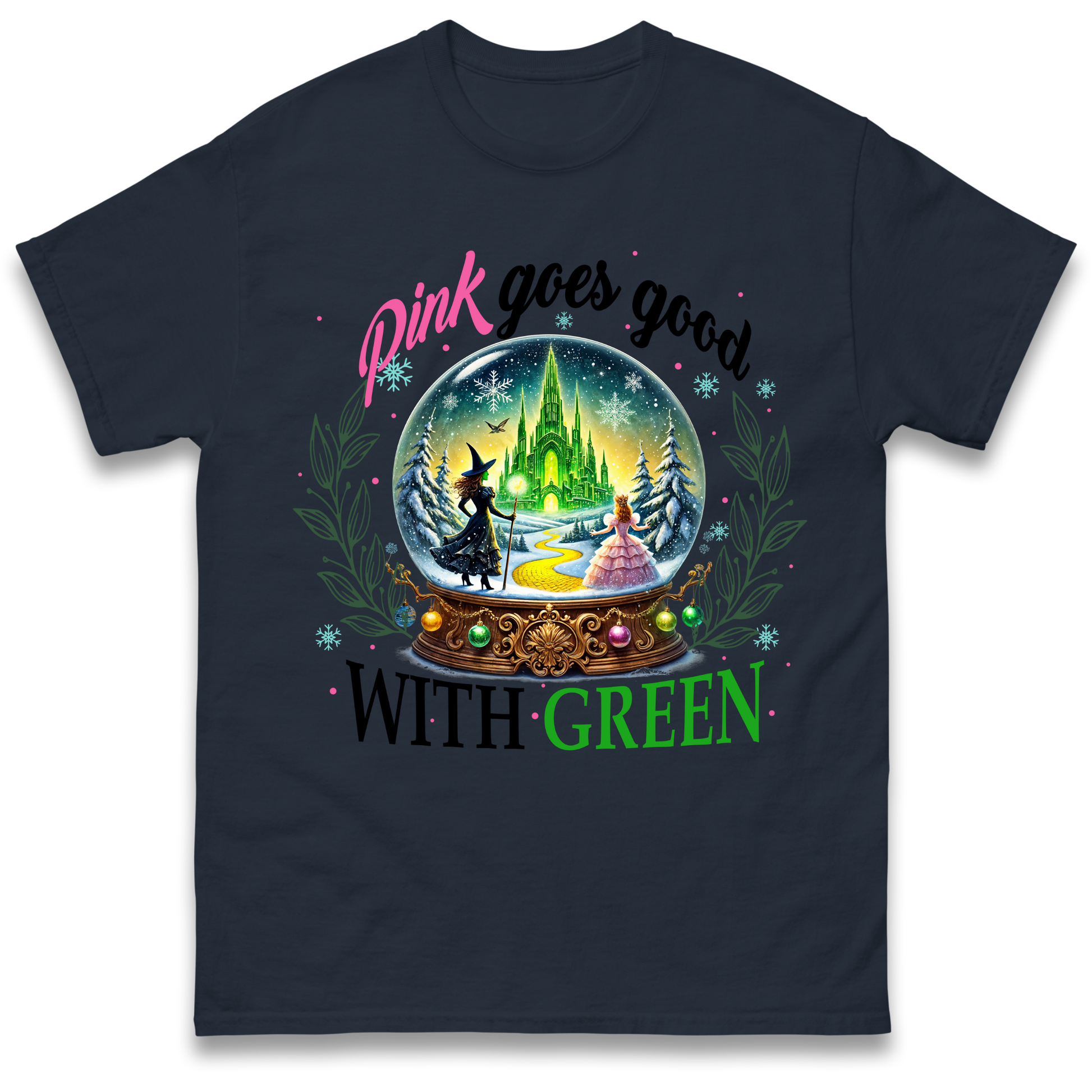 Wicked Pink Goes Good With Green Adult T Shirt