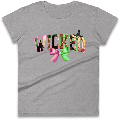 Wicked Pink and Green Bow Ladies T Shirt 