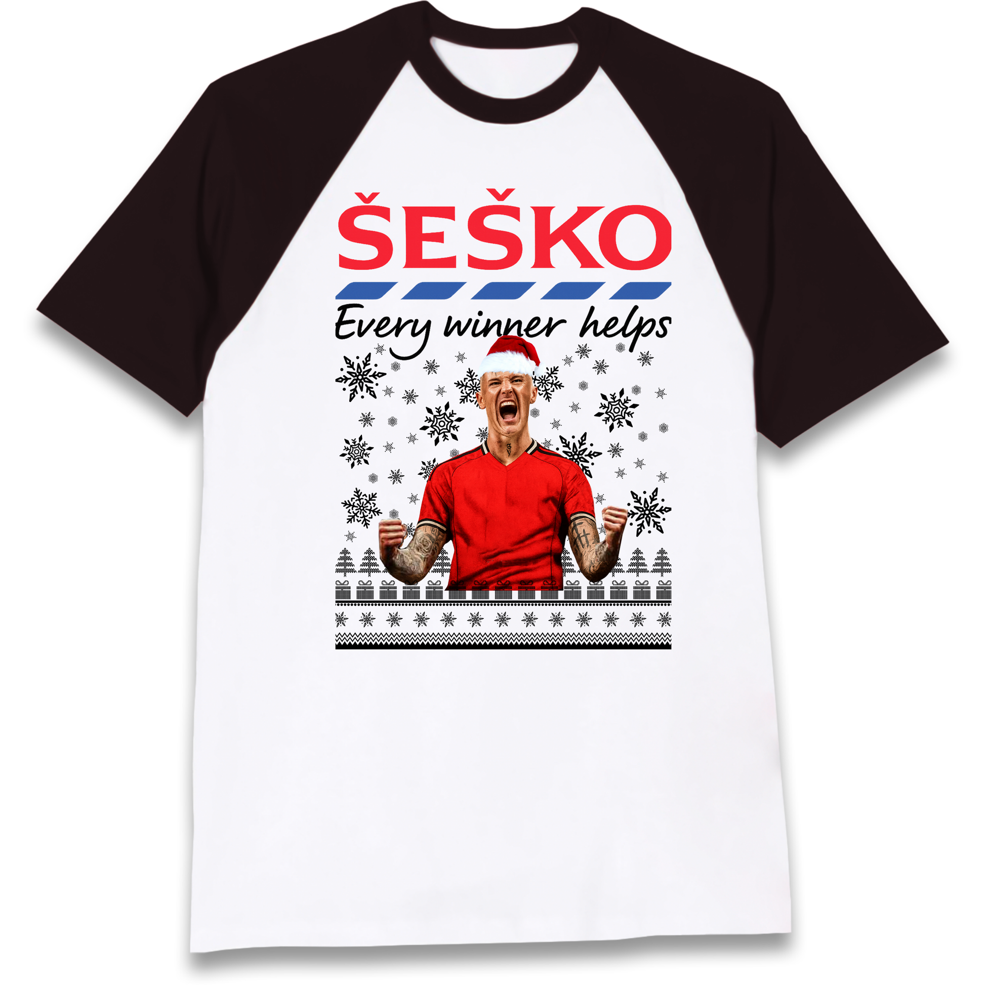 Benjamin Sesko Christmas Raglan T Shirt