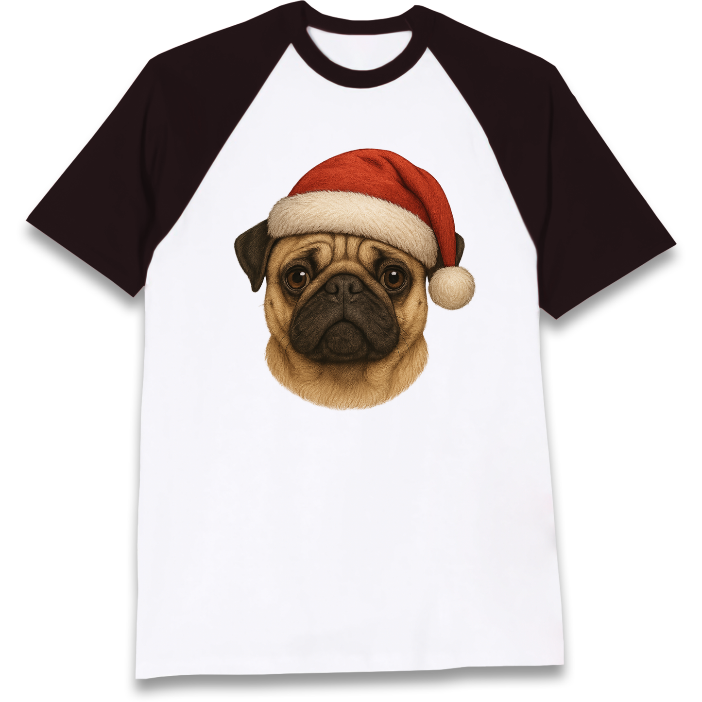 Pug Face Christmas Raglan T Shirt