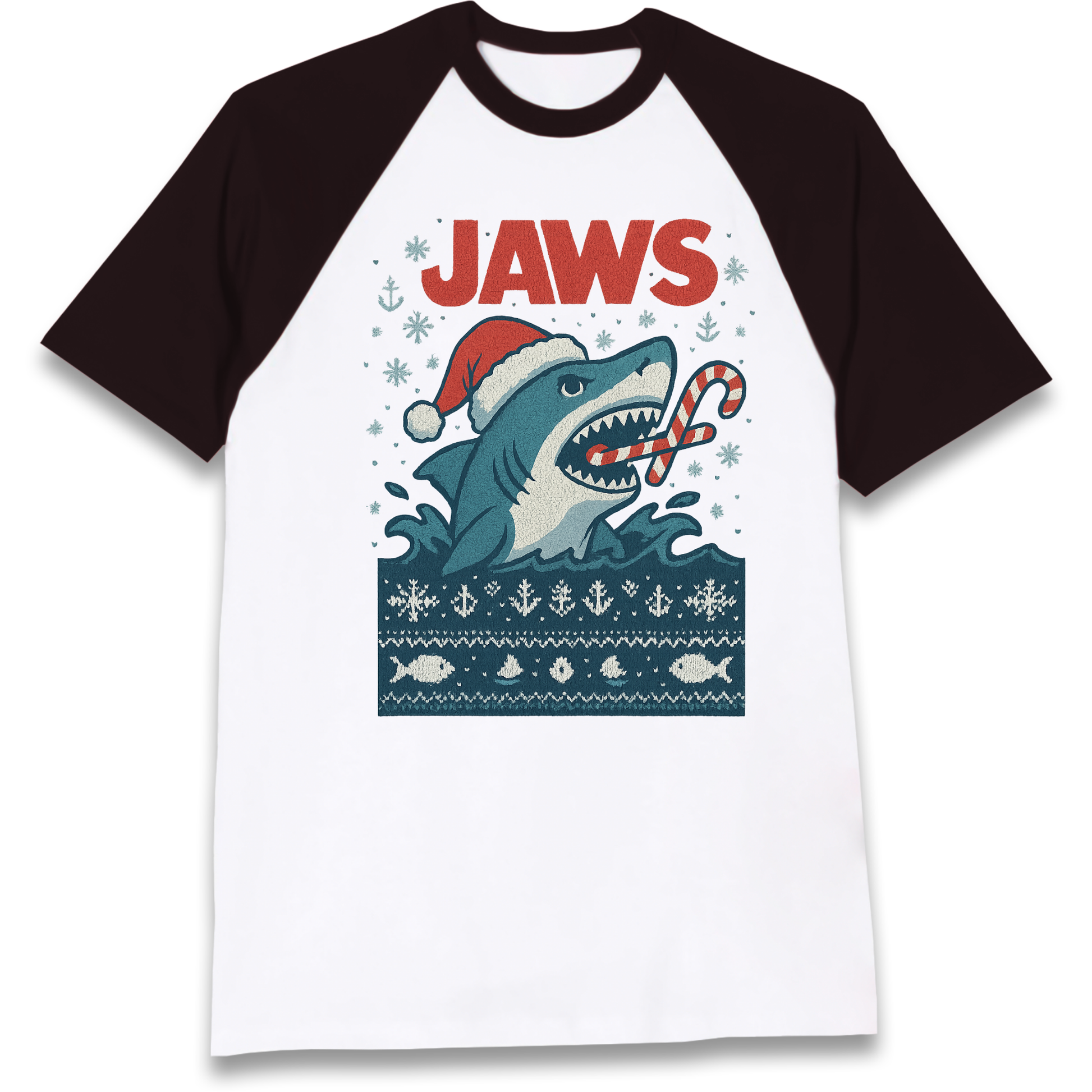 Jaws Christmas Raglan T Shirt