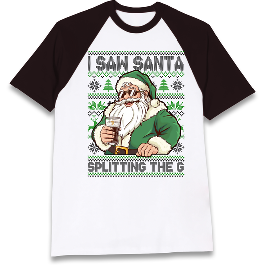 Santa Splitting The G Raglan T Shirt