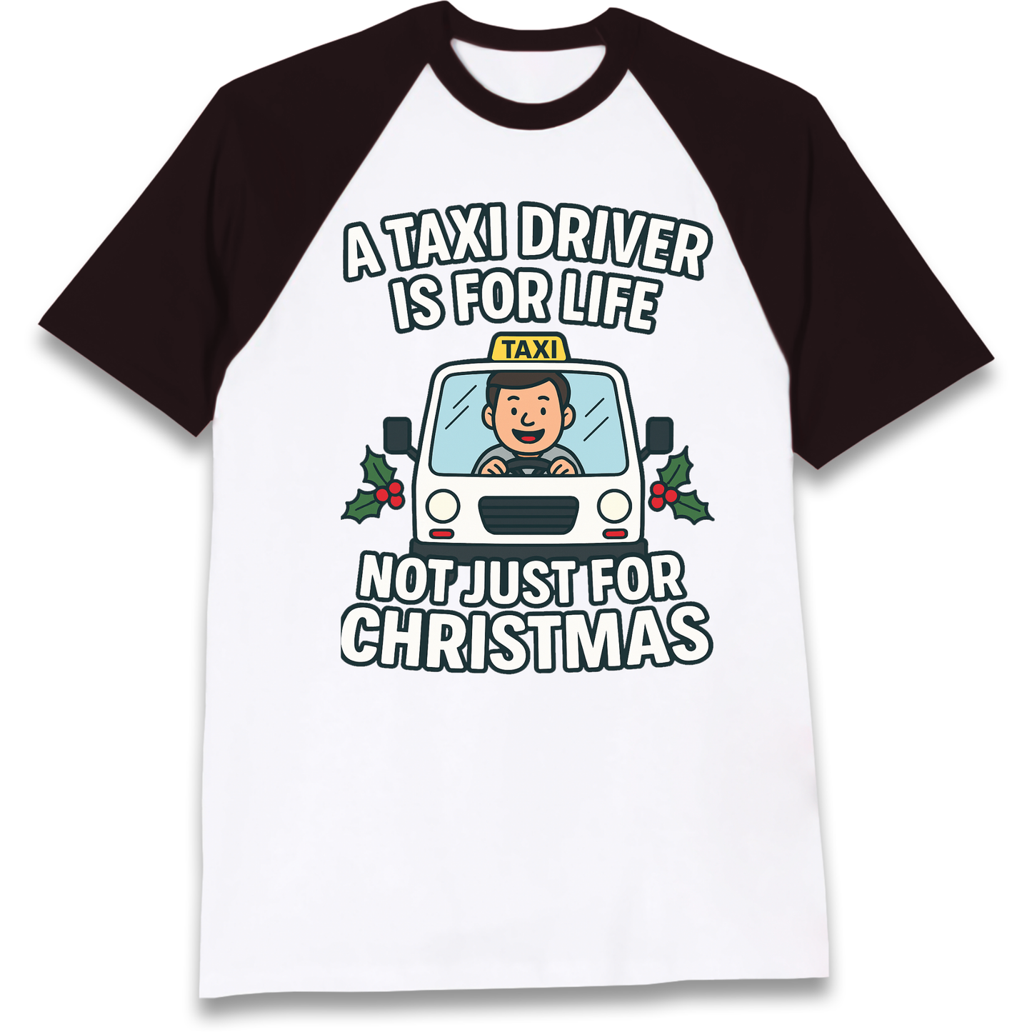 Taxi Driver Christmas Raglan T Shirt