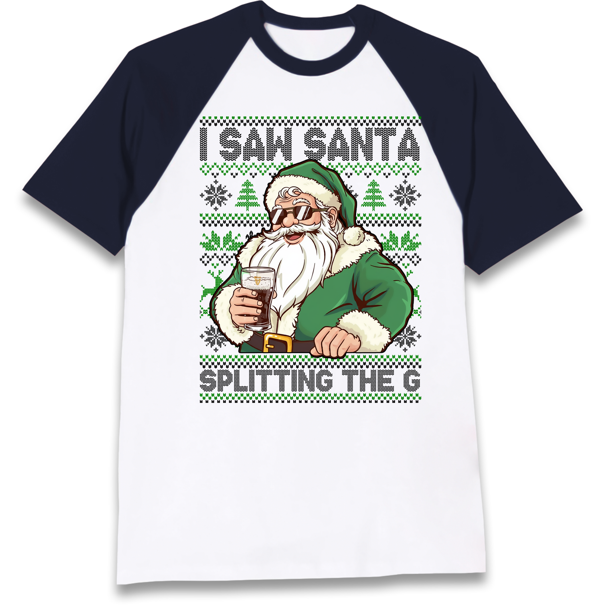 Santa Splitting The G Raglan T Shirt