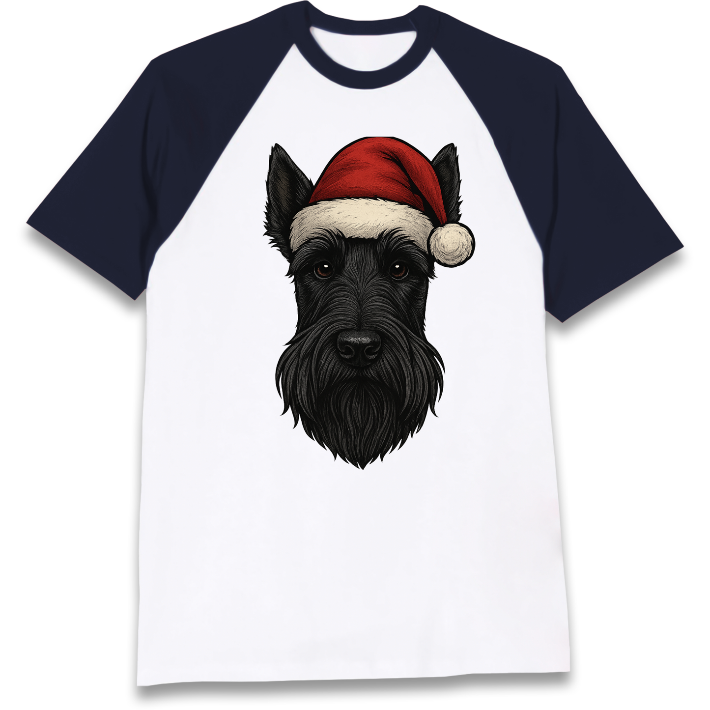 Scottish Terrier Face Christmas Raglan T Shirt